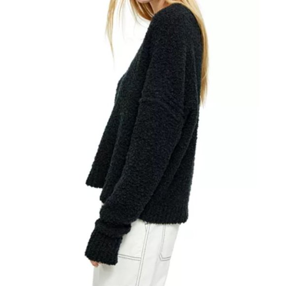 Free People Black Soft Textured V-Neck - Picture 3 of 3